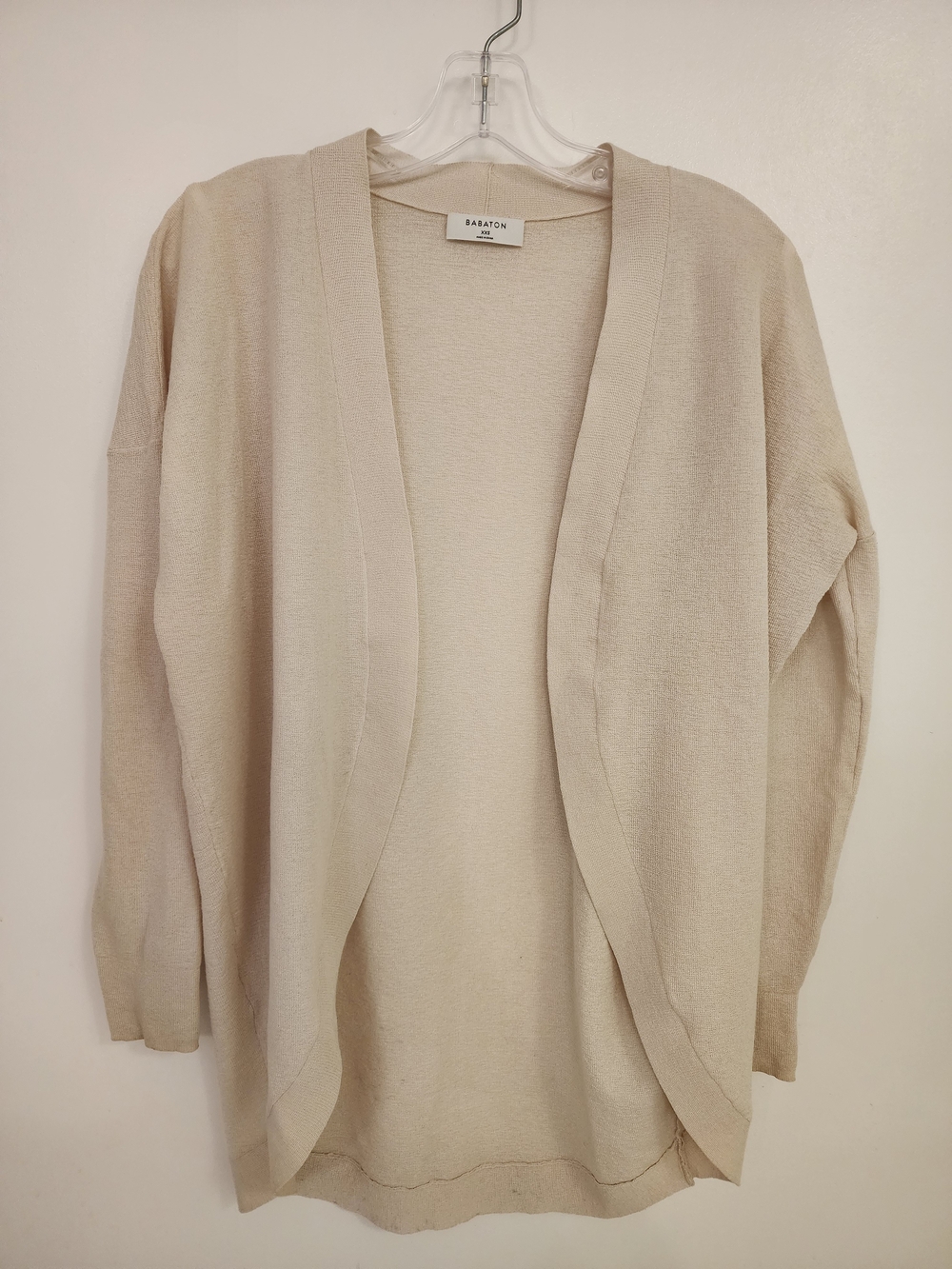 Babaton Open-Front Beige/Cream Knit Cardigan